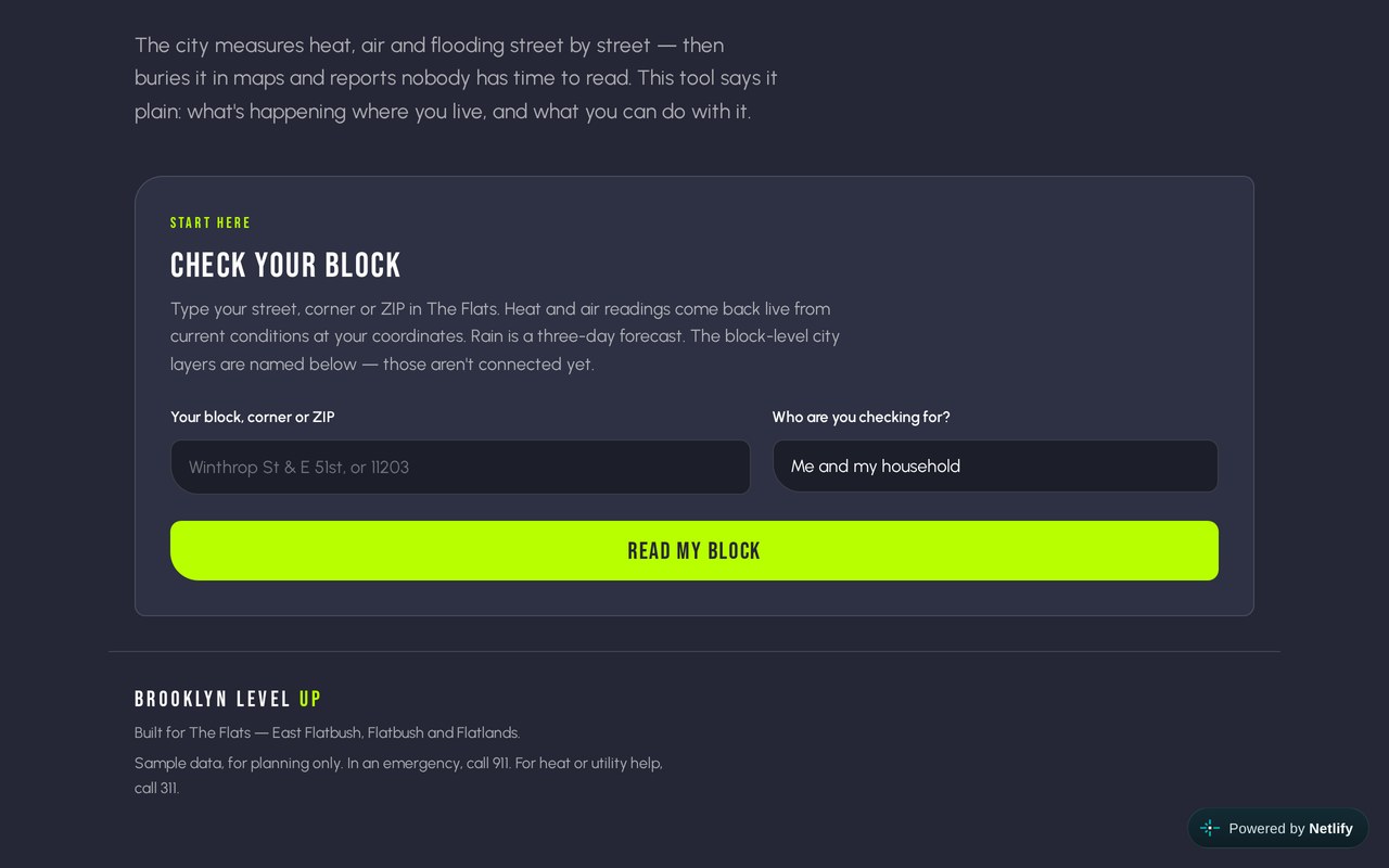 Block lookup — street, corner or ZIP